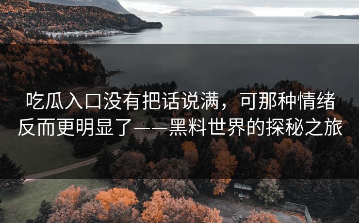 吃瓜入口没有把话说满，可那种情绪反而更明显了——黑料世界的探秘之旅  第1张
