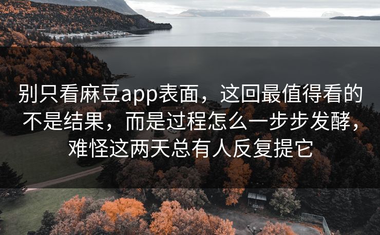 别只看麻豆app表面，这回最值得看的不是结果，而是过程怎么一步步发酵，难怪这两天总有人反复提它  第1张