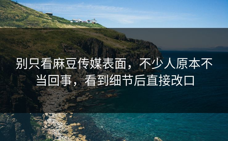 别只看麻豆传媒表面，不少人原本不当回事，看到细节后直接改口  第1张