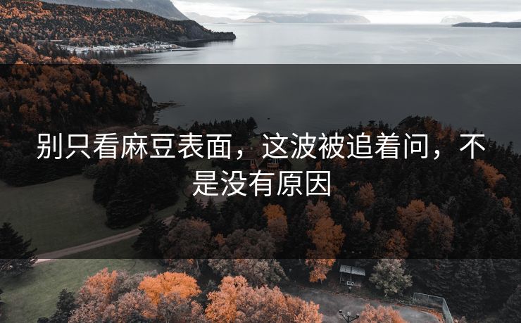 别只看麻豆表面,这波被追着问,不是没有原因 第1张 别只看麻豆表面,这波被追着问,不是没有原因 第1张